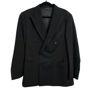 Vito Rufolo Double-Breasted Wool Suit Jacket Black 41 RE San Martino Coat Italy